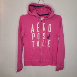 Aeropostale | Pink Zip-Up Hoodie 1987 Logo – Vintage Y2K Style